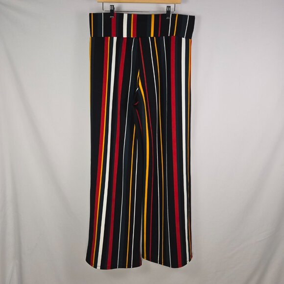 Fashion Nova 1X High Rise Wide Leg Pants Multicolor Stripe Zip Front Stretch - Picture 2 of 12